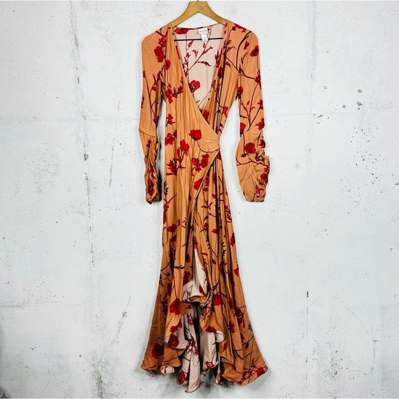 Johanne Ortiz X H&M Crepe Floral Wrap Maxi Dress Size XS - Picture 1 of 15